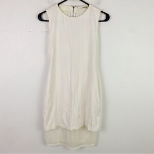 ALICE + OLIVIA white mesh hem layer a line mini dress